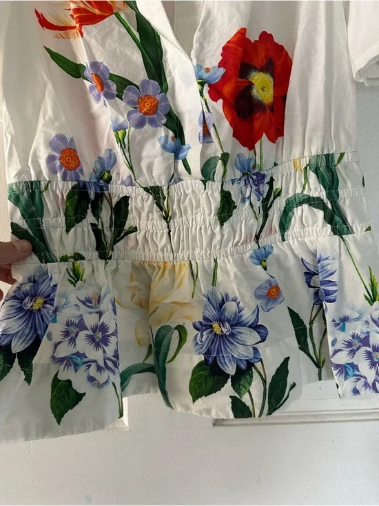 NWOT Anthropologie Floral Cotton Peplum Top - Picture 4 of 8